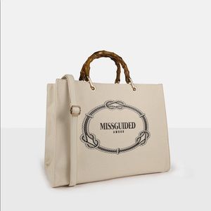 Missguided Rope Branded Canvas Tote Bag